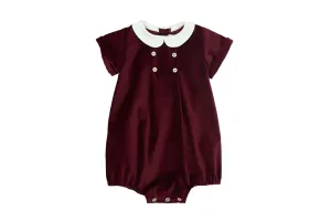 Boy Velvet Romper - Bordeaux