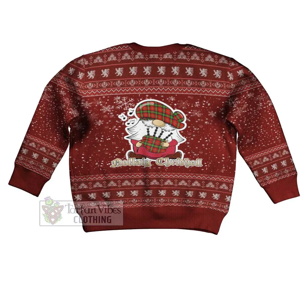 Boyd Clan Christmas Kid Ugly Sweater with Gnome Playing Bagpipes