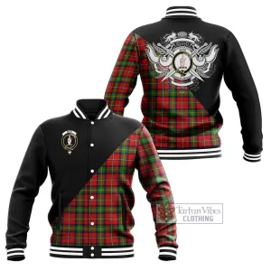 Boyd Tartan Baseball Jacket with Family Crest and Military Logo Style