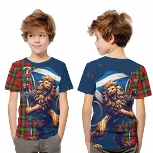 Boyd Tartan Family Crest Kid T-Shirt with Scottish Majestic Lion