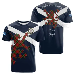 Boyd Tartan Lion Rampant Cotton T-shirt Proudly Display Your Heritage with Alba Gu Brath and Clan Name