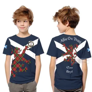 Boyd Tartan Lion Rampant Kid T-Shirt Proudly Display Your Heritage with Alba Gu Brath and Clan Name