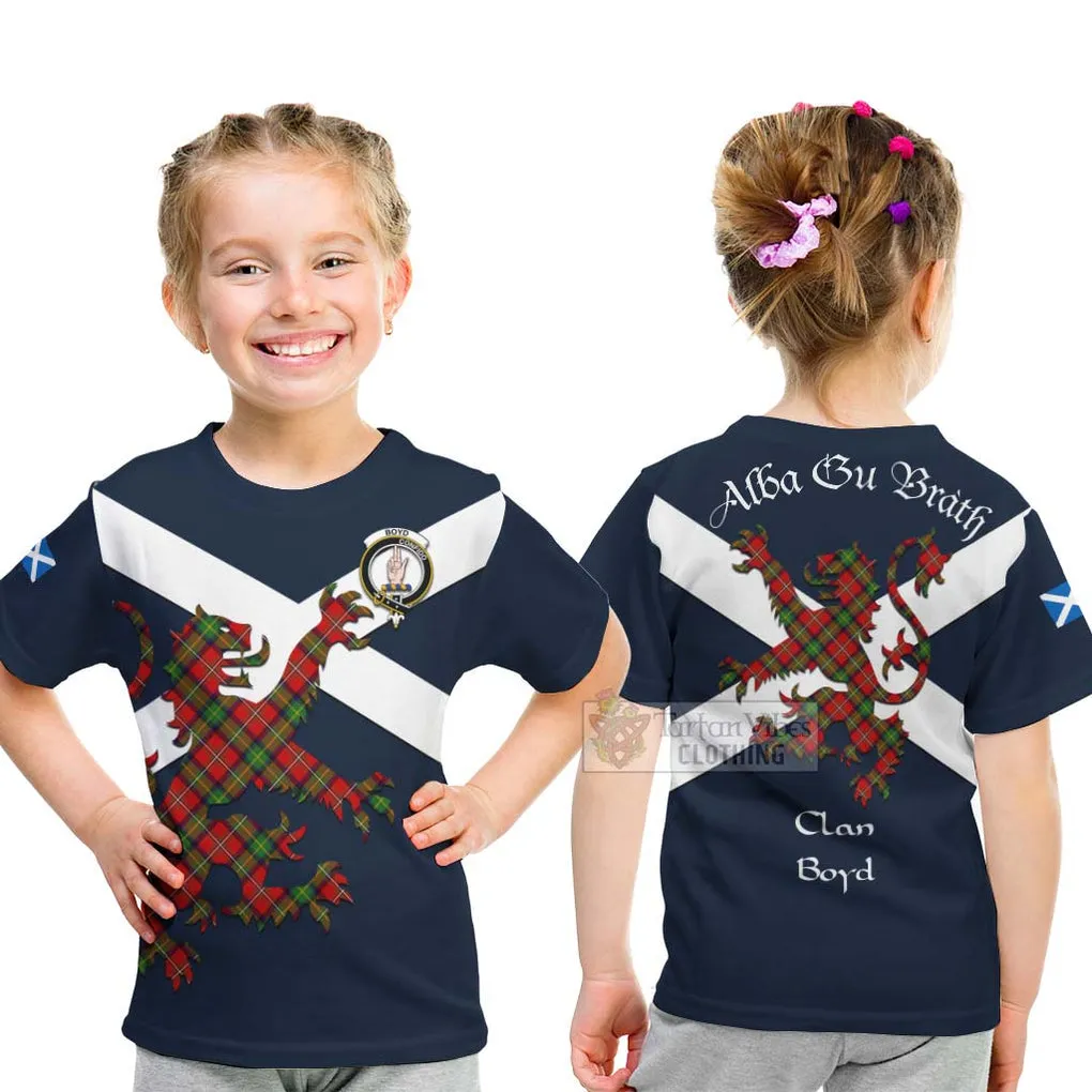 Boyd Tartan Lion Rampant Kid T-Shirt Proudly Display Your Heritage with Alba Gu Brath and Clan Name