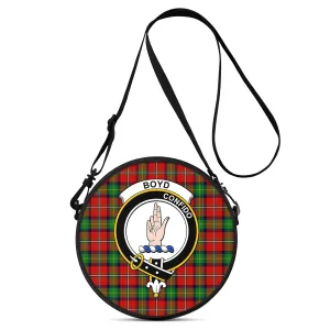 Boyd Tartan Round Satchel Bags with Family Crest