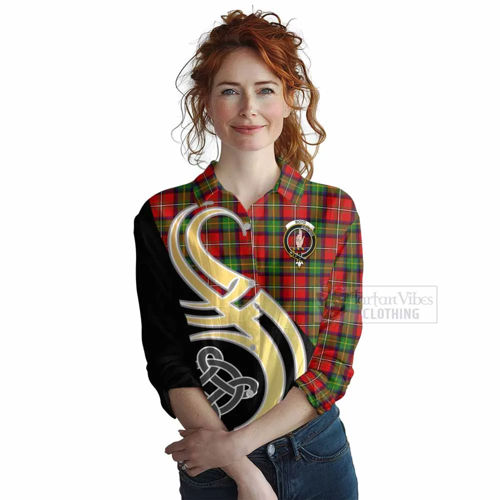 Boyd Tartan Women's Casual Shirt with Family Crest and Celtic Symbol Style