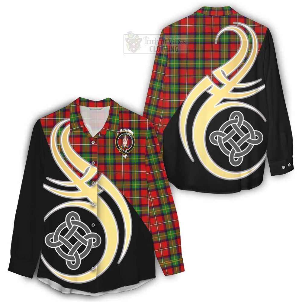 Boyd Tartan Women's Casual Shirt with Family Crest and Celtic Symbol Style