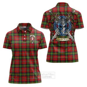 Boyd Tartan Women's Polo Shirt with Family Crest Celtic Skull Style