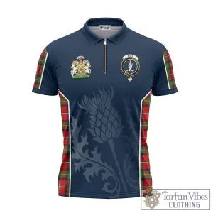 Boyd Tartan Zipper Polo Shirt with Family Crest and Scottish Thistle Vibes Sport Style