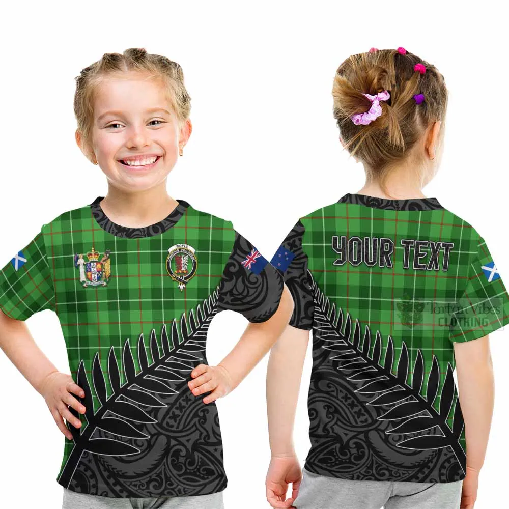 Boyle Crest Tartan Kid T-Shirt with New Zealand Silver Fern Half Style