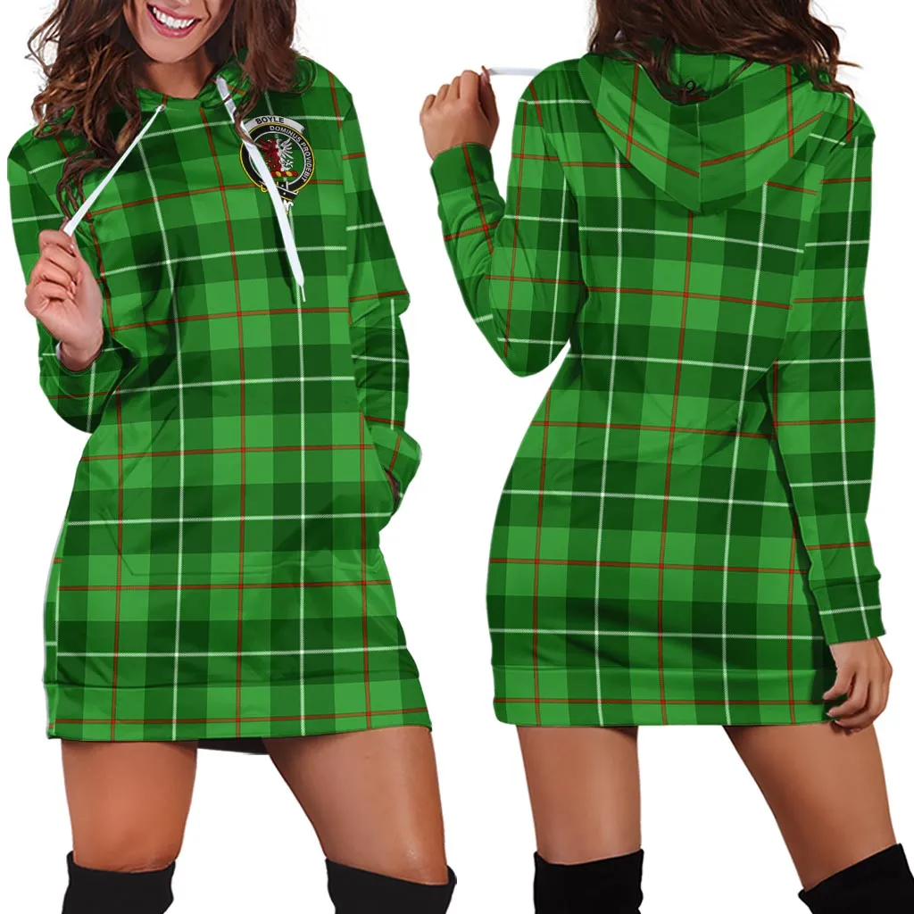 Boyle Tartan Hoodie Dress with Family Crest