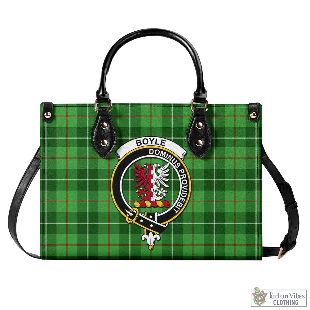 Boyle Tartan Luxury Leather Handbags with Family Crest