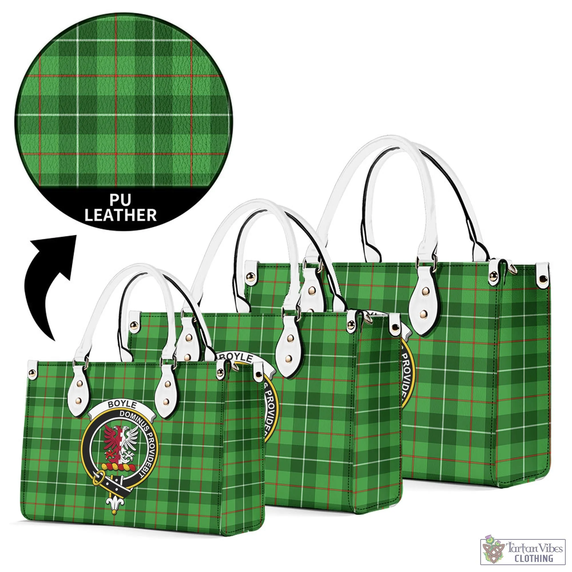 Boyle Tartan Luxury Leather Handbags with Family Crest