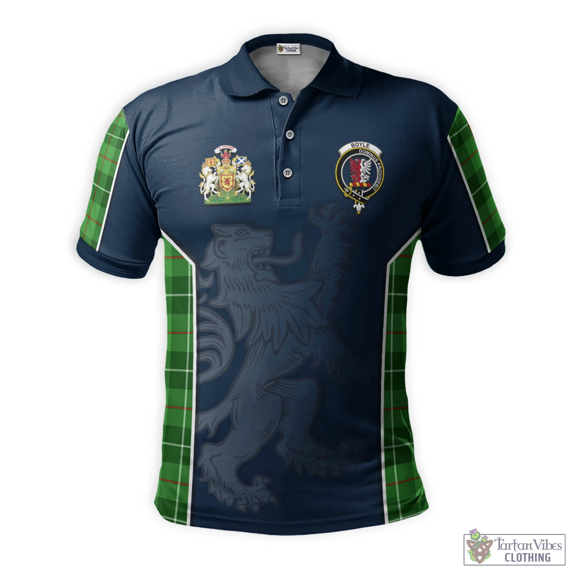 Boyle Tartan Men's Polo Shirt with Family Crest and Lion Rampant Vibes Sport Style