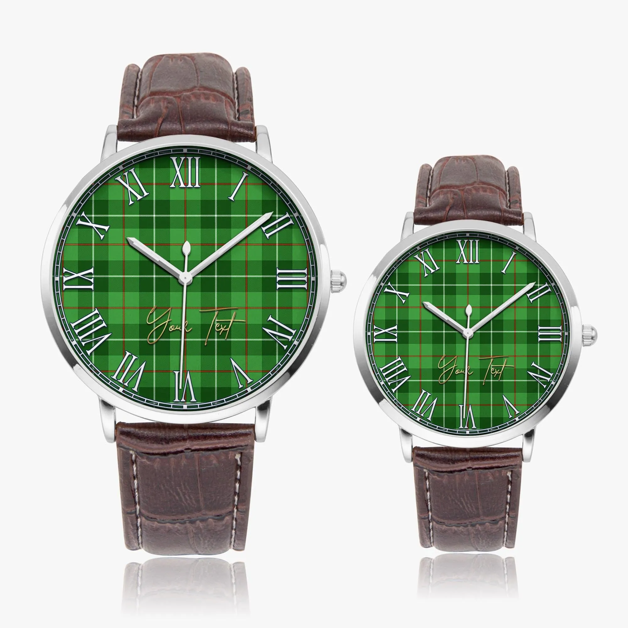 Boyle Tartan Personalized Your Text Leather Trap Quartz Watch