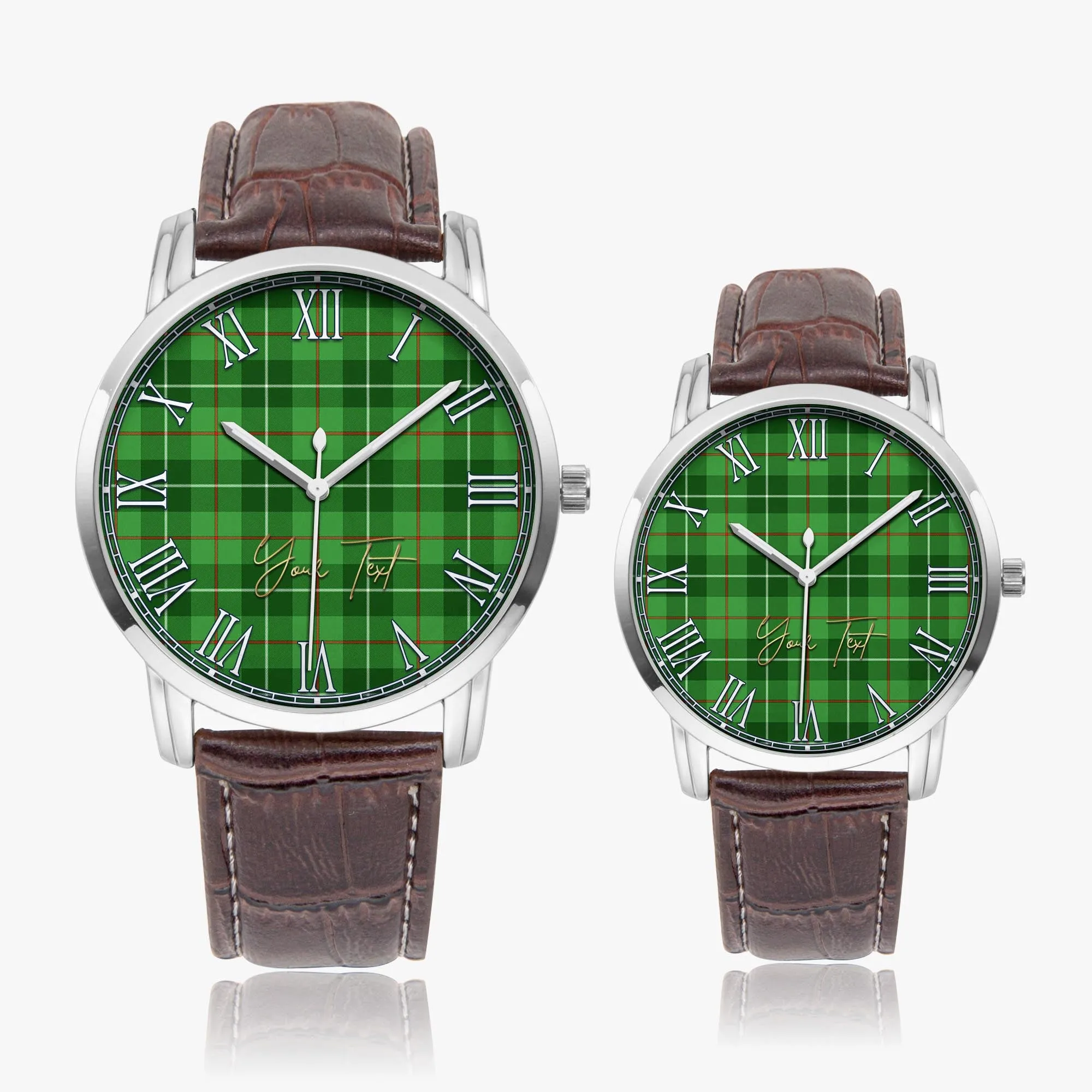 Boyle Tartan Personalized Your Text Leather Trap Quartz Watch