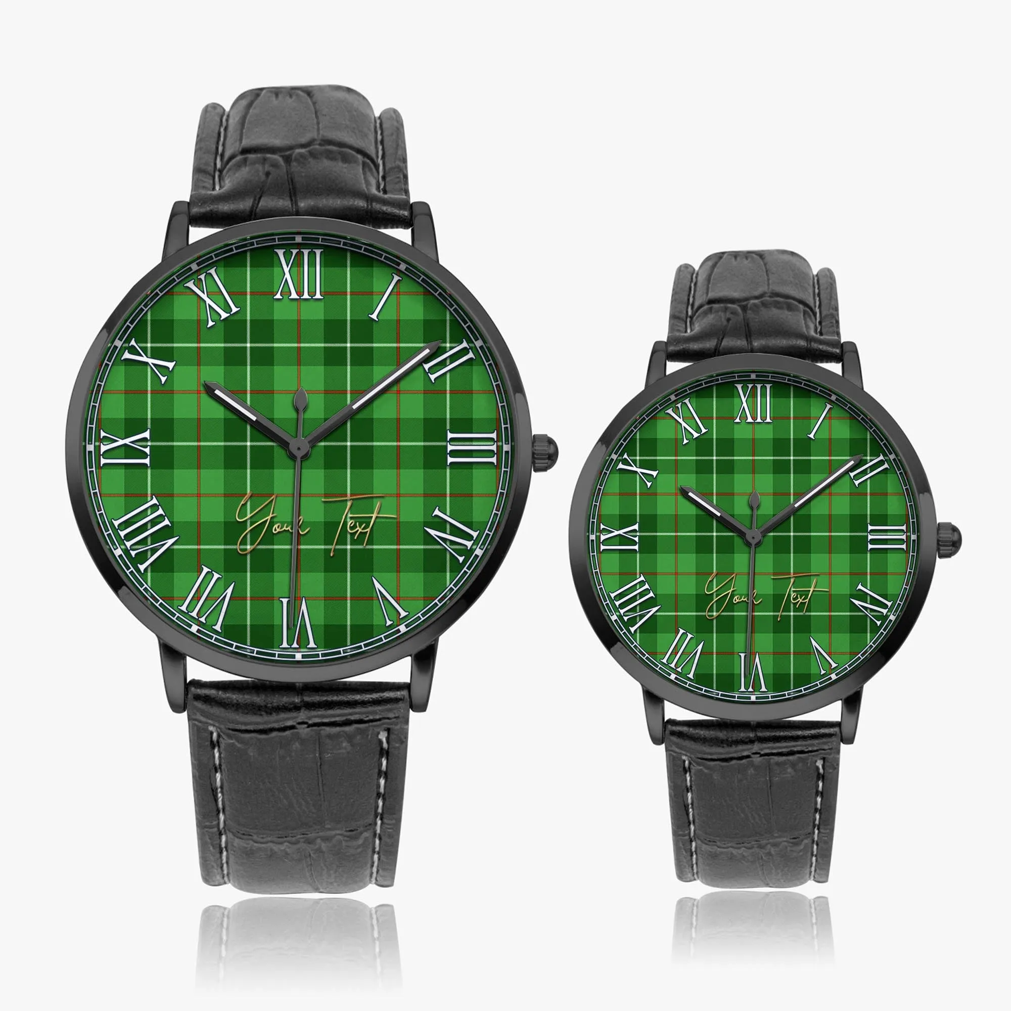 Boyle Tartan Personalized Your Text Leather Trap Quartz Watch