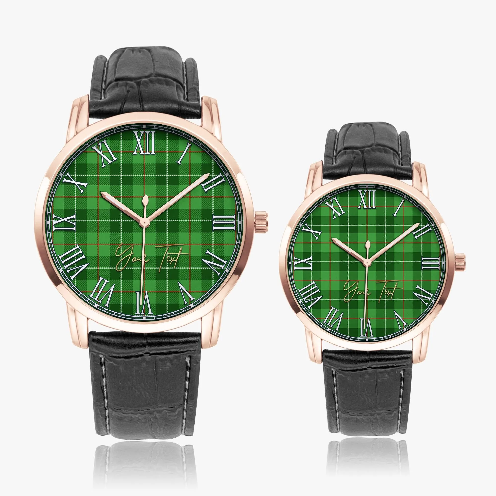 Boyle Tartan Personalized Your Text Leather Trap Quartz Watch