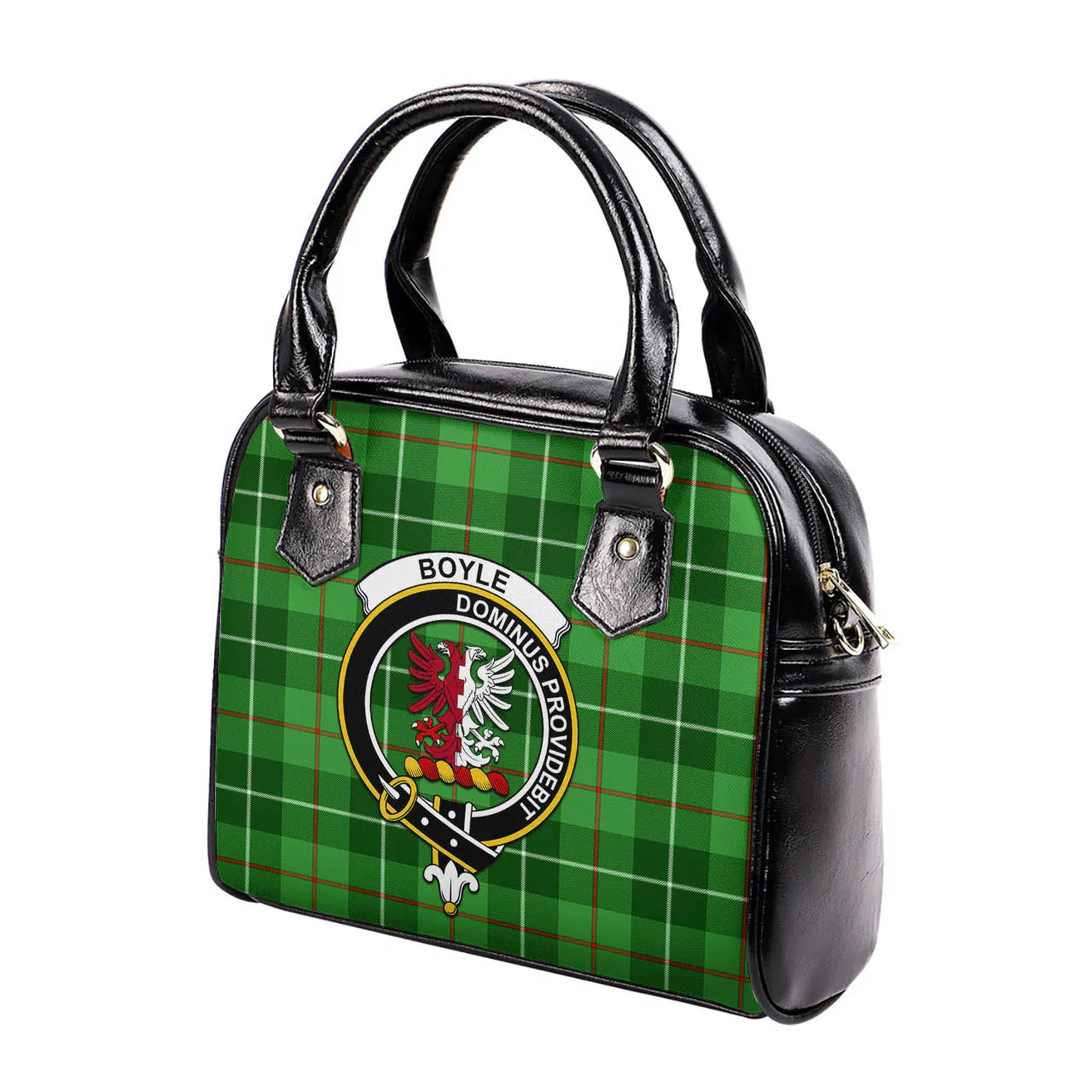 Boyle Tartan Shoulder Handbags with Family Crest