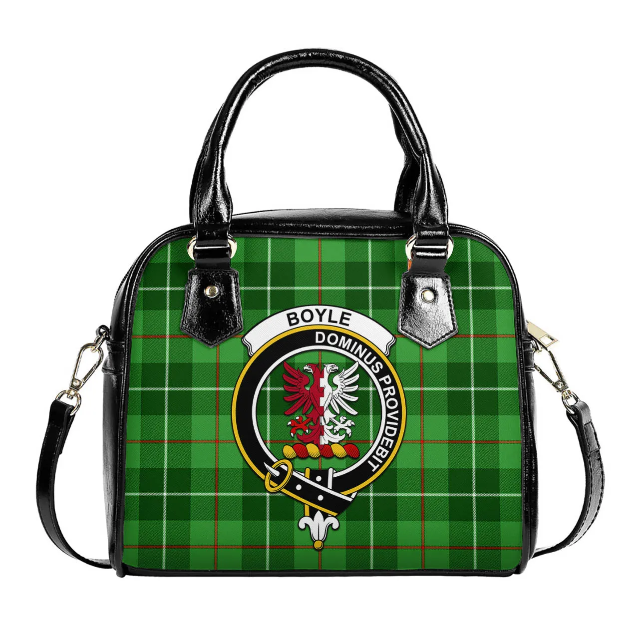 Boyle Tartan Shoulder Handbags with Family Crest