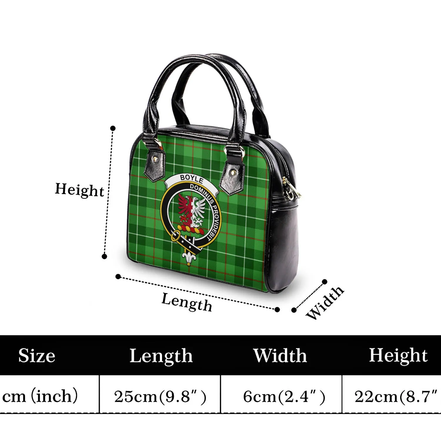 Boyle Tartan Shoulder Handbags with Family Crest