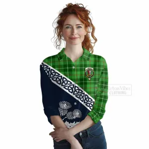 Boyle Tartan Women's Casual Shirt Featuring Thistle and Scotland Map