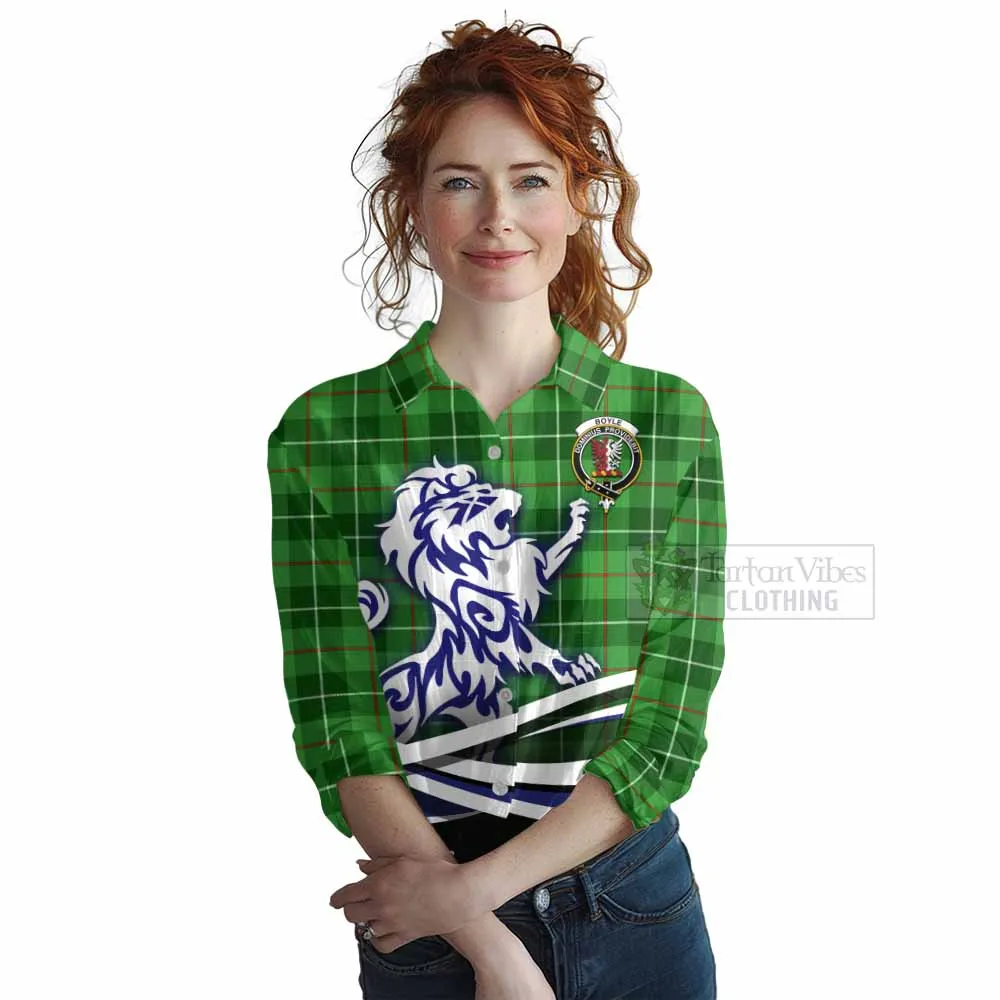 Boyle Tartan Women's Casual Shirt with Alba Gu Brath Regal Lion Emblem