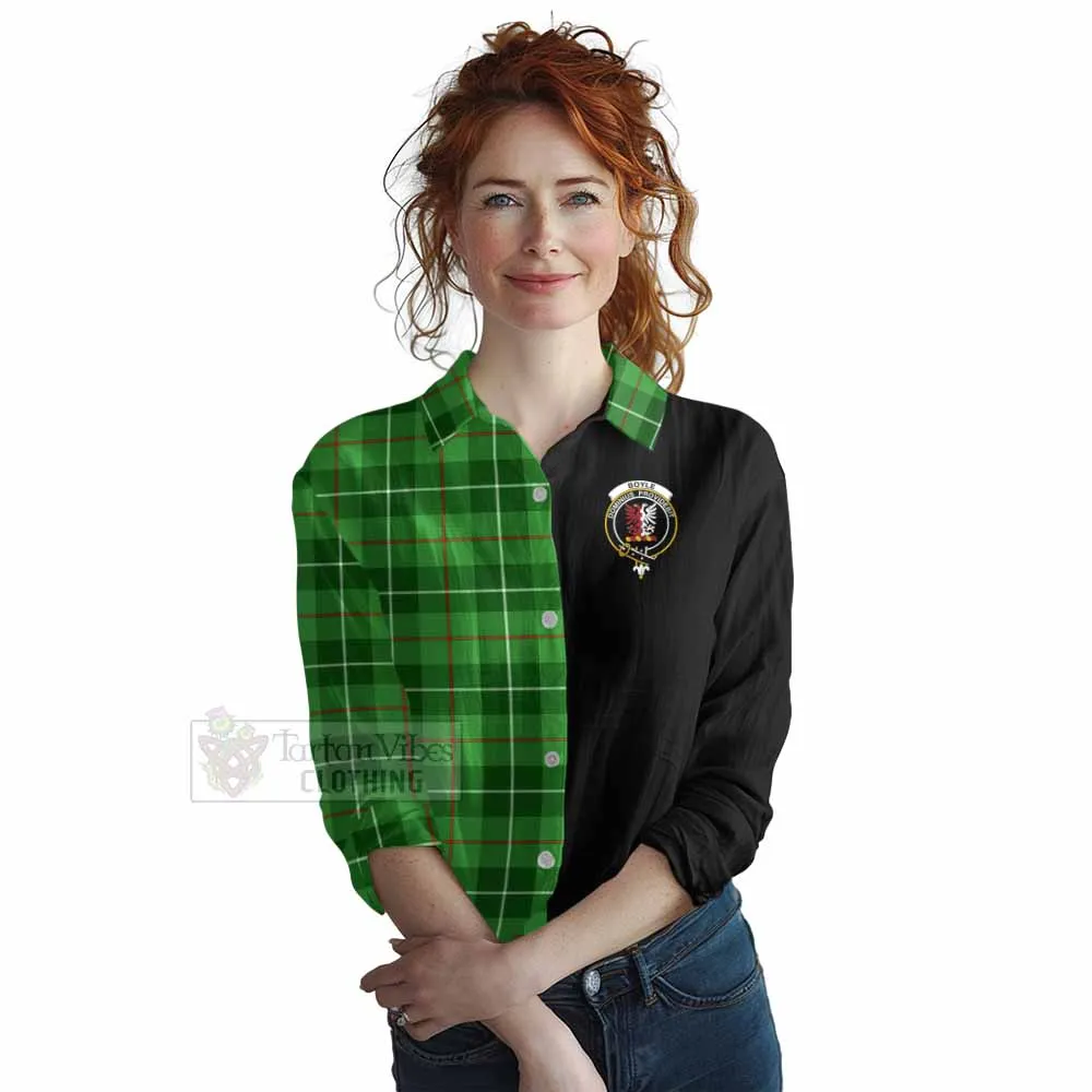 Boyle Tartan Women's Casual Shirt with Family Crest and Half Of Me Style