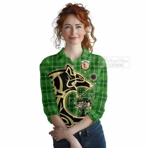 Boyle Tartan Women's Casual Shirt with Family Crest Celtic Wolf Style