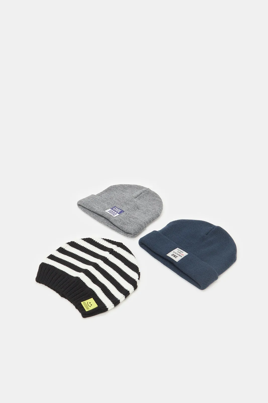 Boys Assorted Knitted Cap Set (3 Piece)