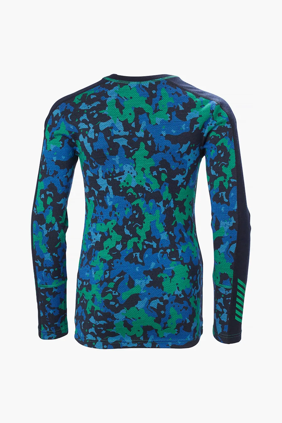 Boys Baselayer Helly Hansen Jr Lifa Merino Bright Green Splash Camo