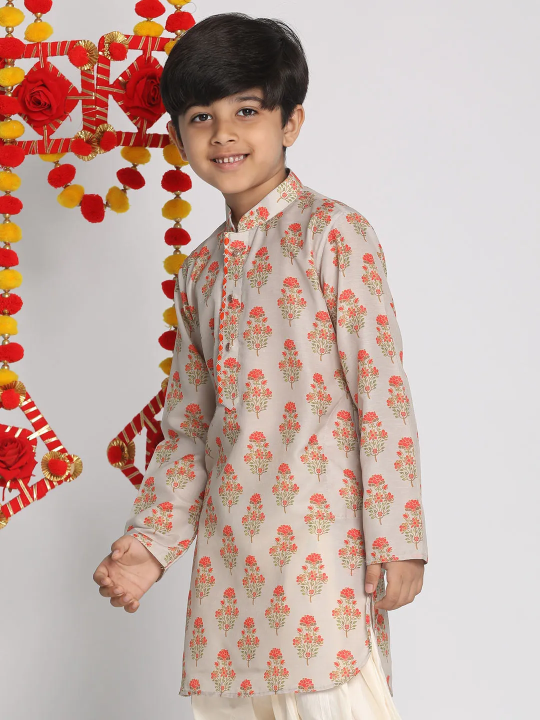 Boy's Beige Kurta - Vastramay Boys