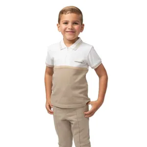 Boys Beige Polo Zip  Set