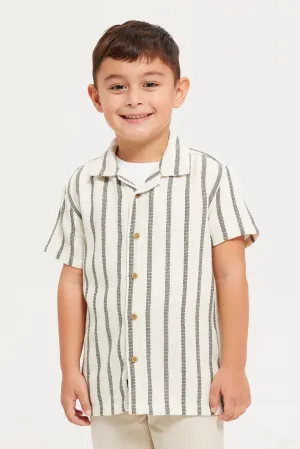 Boys Beige Striped Shirt