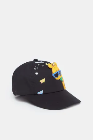 Boys Black Giraffe Cap