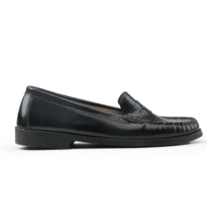 BOYS BLACK LEATHER MOCCASIN SHOE