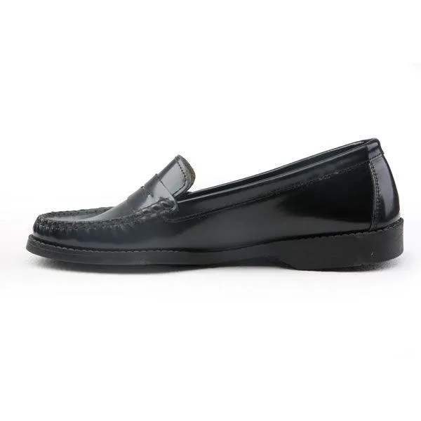 BOYS BLACK LEATHER MOCCASIN SHOE