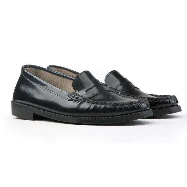 BOYS BLACK LEATHER MOCCASIN SHOE