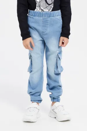 Boys Blue Cargo Pockets Joggers