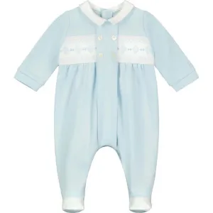 Boys Blue Cotton Gathered Babygrow