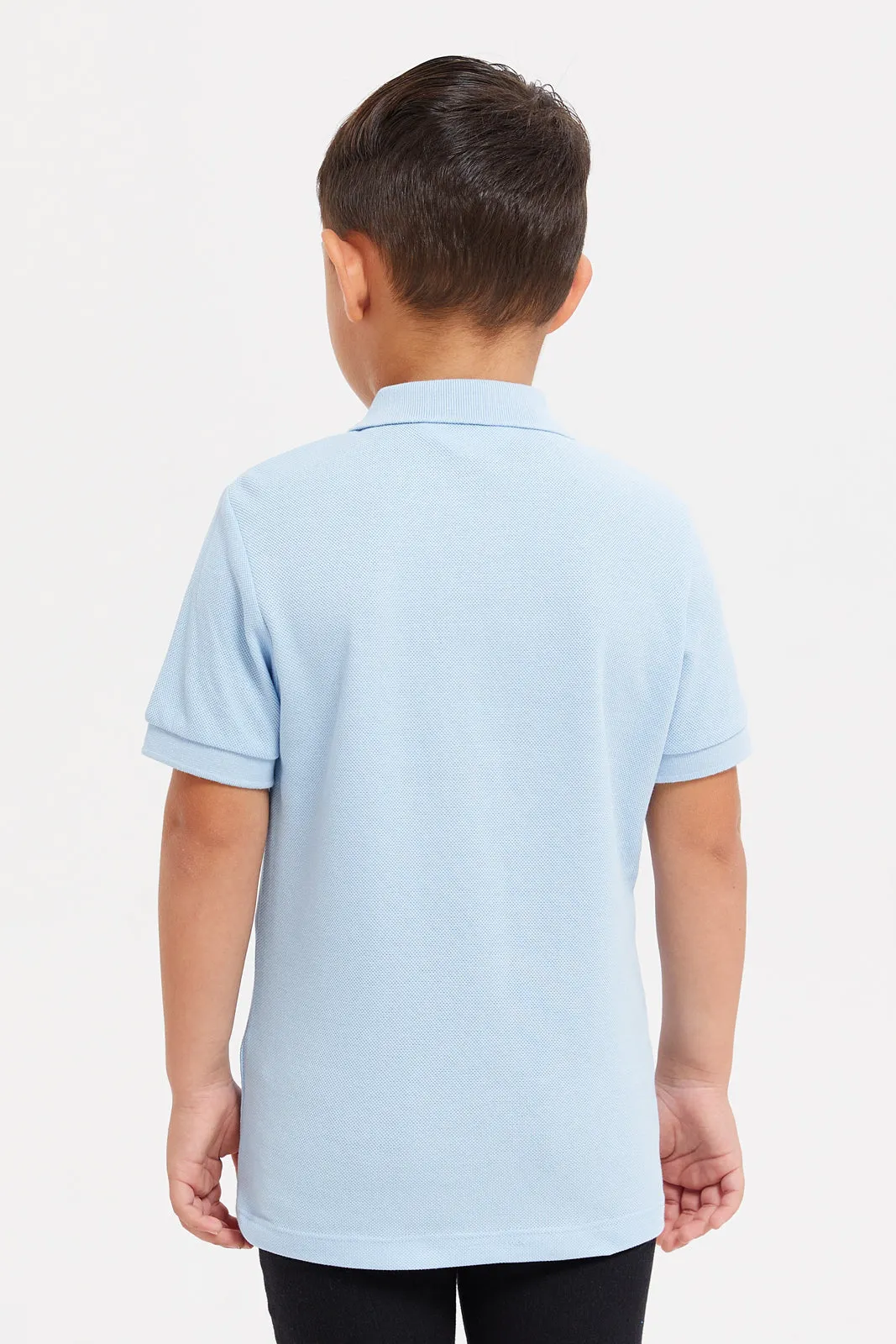 Boys Blue Embroidered Polo Shirt