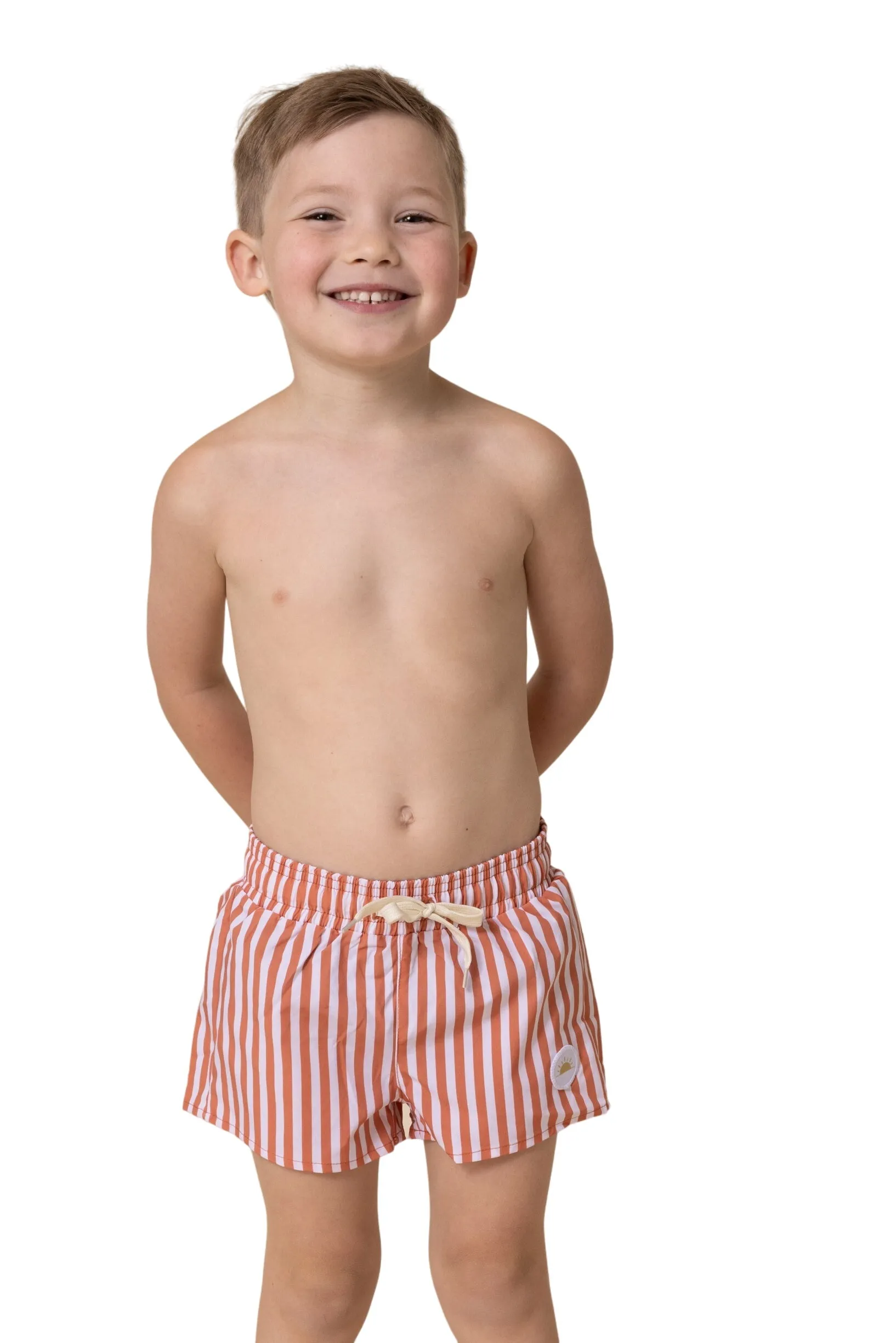 Boy's Boardshort | Terracotta Stripe