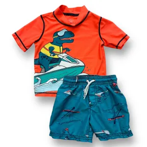 Boys Carter's Size 24 Months Orange/Green 2-Pc Swim Trunks & Rashguard