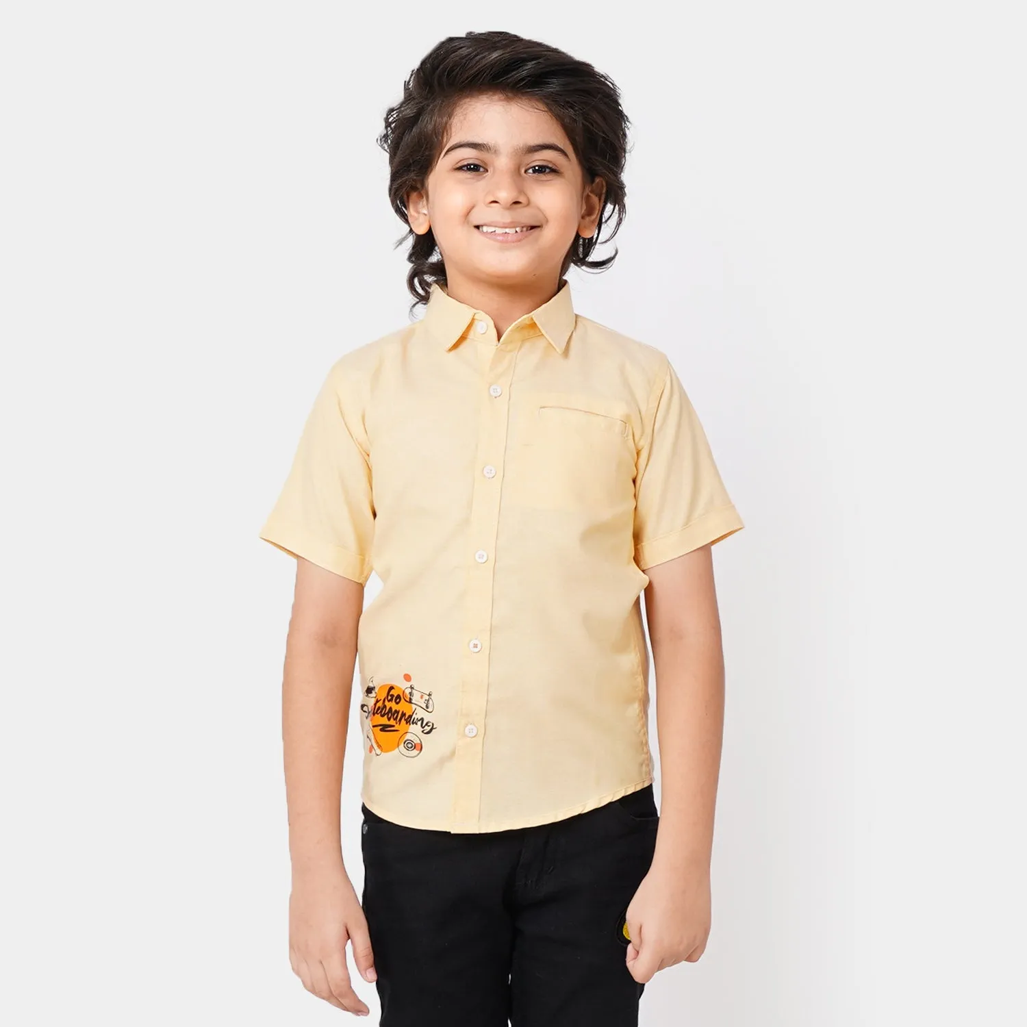 Boys Casual Shirt Go Skate Boarding - Peach