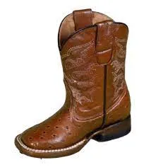 BOY'S COGNAC OSTRICH PRINT BOOTS