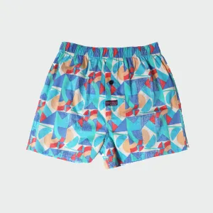 Boy's Coloured Shapes Cotton Boxer Shorts - Blue