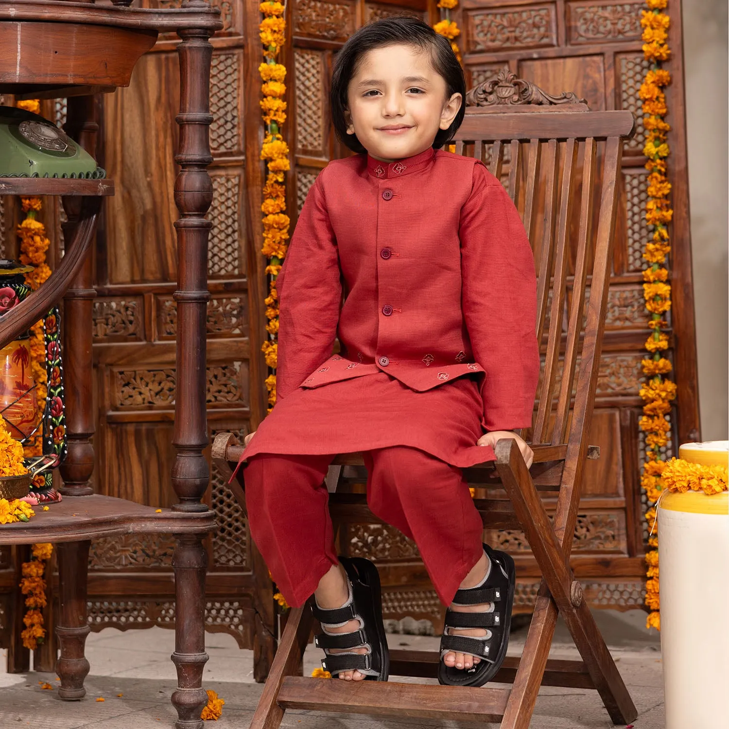 Boys Cotton 3 Pcs Suit - Lava Falls