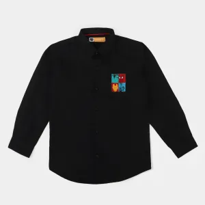 Boys Cotton Casual Shirt Character-BLACK