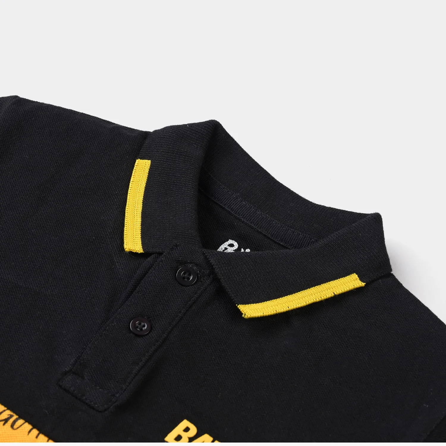 Boys Cotton PK Polo-Jet Black