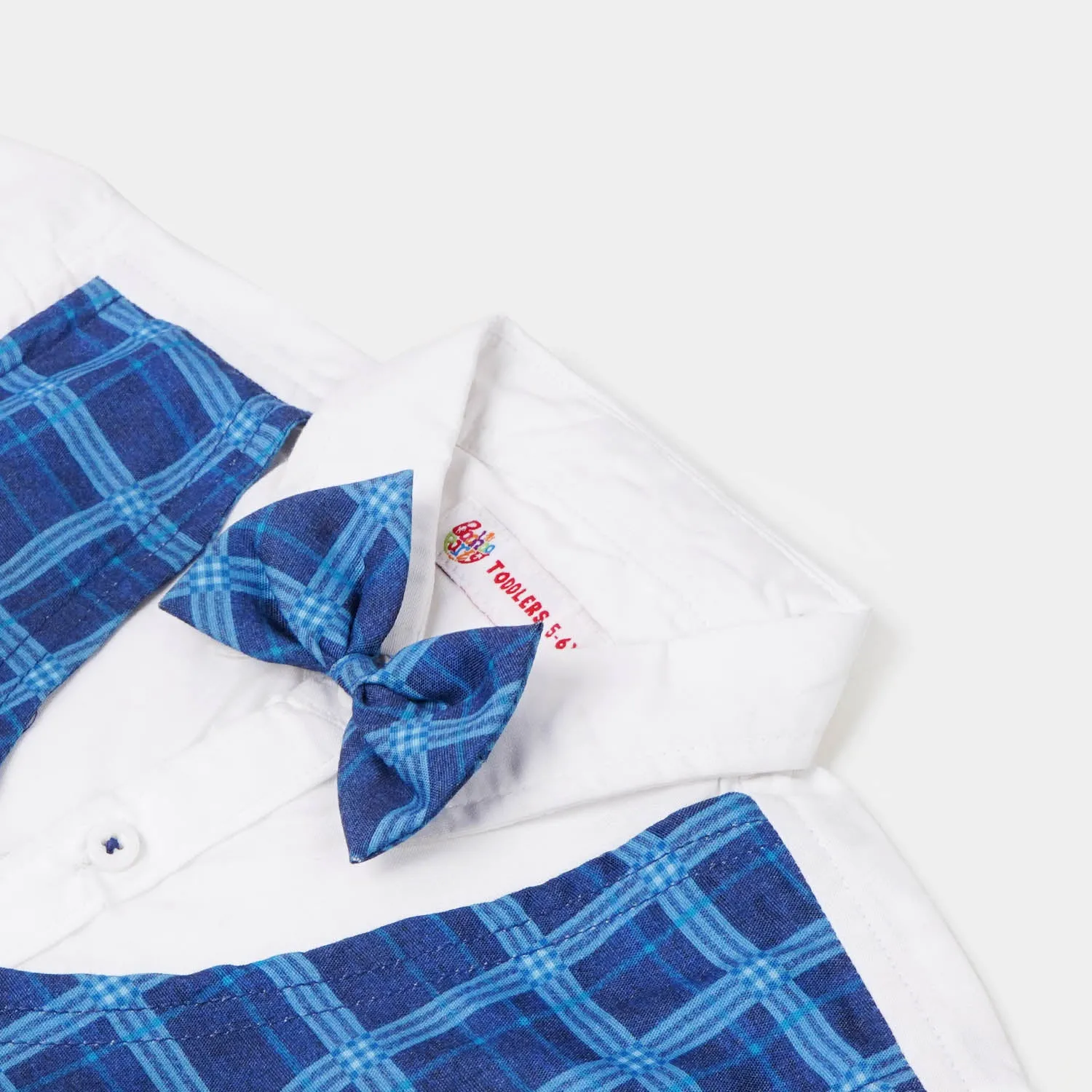 Boys Cotton Suit Check - Blue