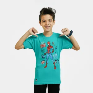 Boys Cotton T-Shirt Action Hero - Ceramic Blue